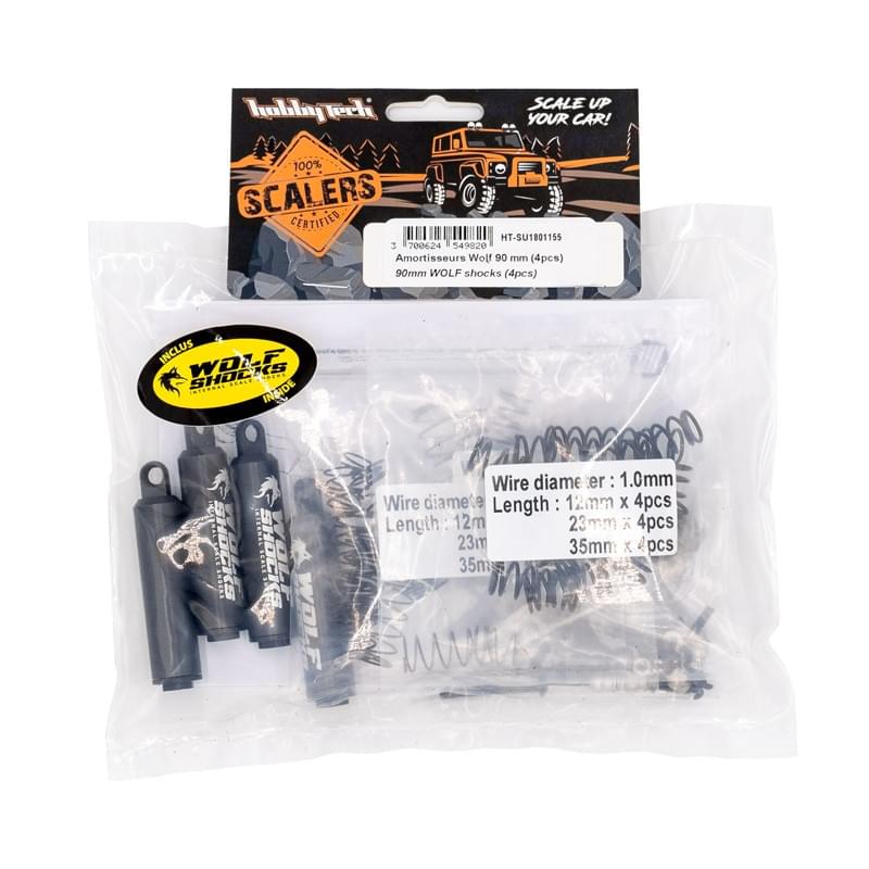 4 Amortisseurs Aluminium Wolf 90mm pour crawler 1/10 - Breizh Modélisme.