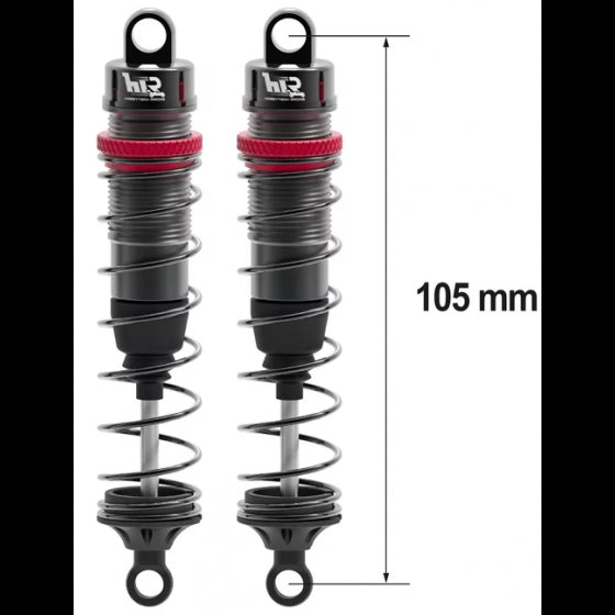 Amortisseurs 1/10 105mm BIG BORE 13mm + kit 3 ressorts (H/M/S) - HTR-510105 - Breizh Modélisme.