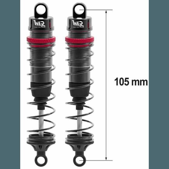 Amortisseurs 1/10 105mm BIG BORE 13mm + kit 3 ressorts (H/M/S) - HTR-510105 - Breizh Modélisme.