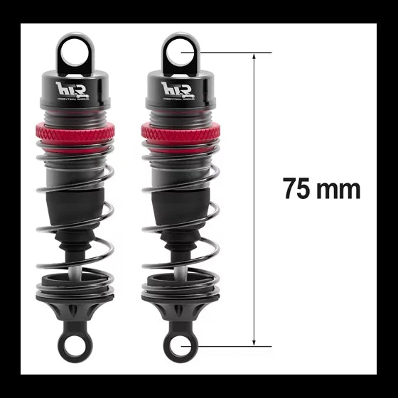 Amortisseurs 1/10 75mm BIG BORE 13mm + kit 3 ressorts (H/M/S) - HTR-510075 - Breizh Modélisme.