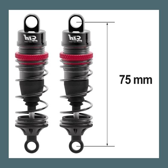 Amortisseurs 1/10 75mm BIG BORE 13mm + kit 3 ressorts (H/M/S) - HTR-510075 - Breizh Modélisme.