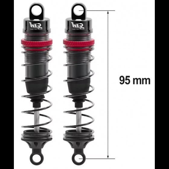 Amortisseurs 1/10 95mm BIG BORE 13mm + kit 3 ressorts (H/M/S) - HTR-510095 - Breizh Modélisme.