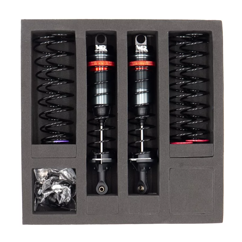 Amortisseurs 1/10 95mm BIG BORE 13mm + kit 3 ressorts (H/M/S) - HTR-510095 - Breizh Modélisme.