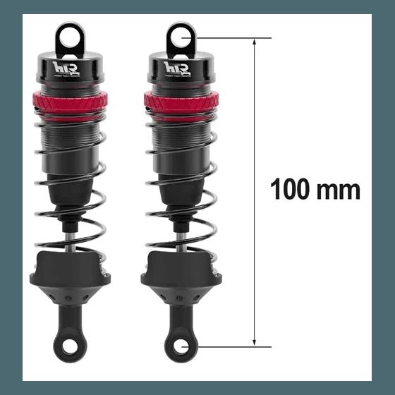 Amortisseurs 1/8 100mm BIG BORE 16mm + kit 3 ressorts (H/M/S) - HTR508100 - Breizh Modélisme.