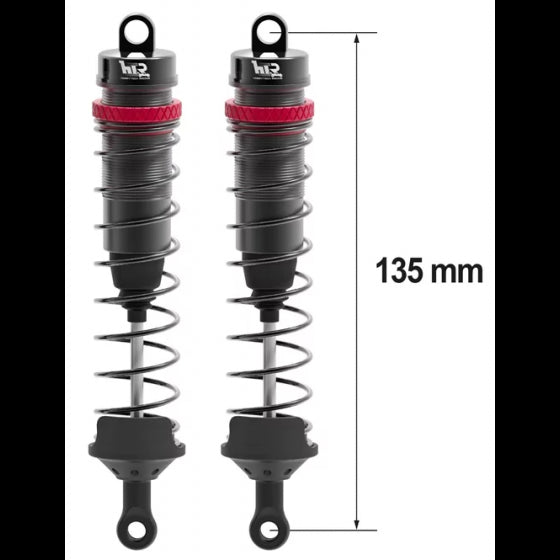 Amortisseurs 1/8 135mm BIG BORE 16mm + kit 3 ressorts (H/M/S) - HTR-508135 - Breizh Modélisme.