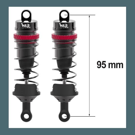 Amortisseurs 1/8 95mm BIG BORE 16mm + kit 3 ressorts (H/M/S) - HTR-508095 - Breizh Modélisme.