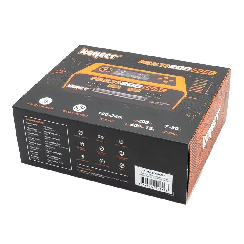 Chargeur rapide Lipo / NiMH DUAL AC/DC 200W Multi-Fonctions - KN-MULTI200-DUAL - Breizh Modélisme.