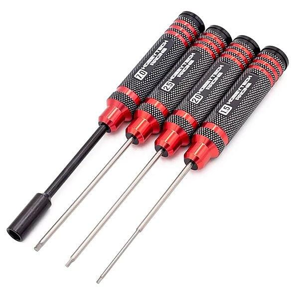 Kit de 4 tournevis Alu rouge - Hobbytech HTR-412 - Breizh Modélisme.