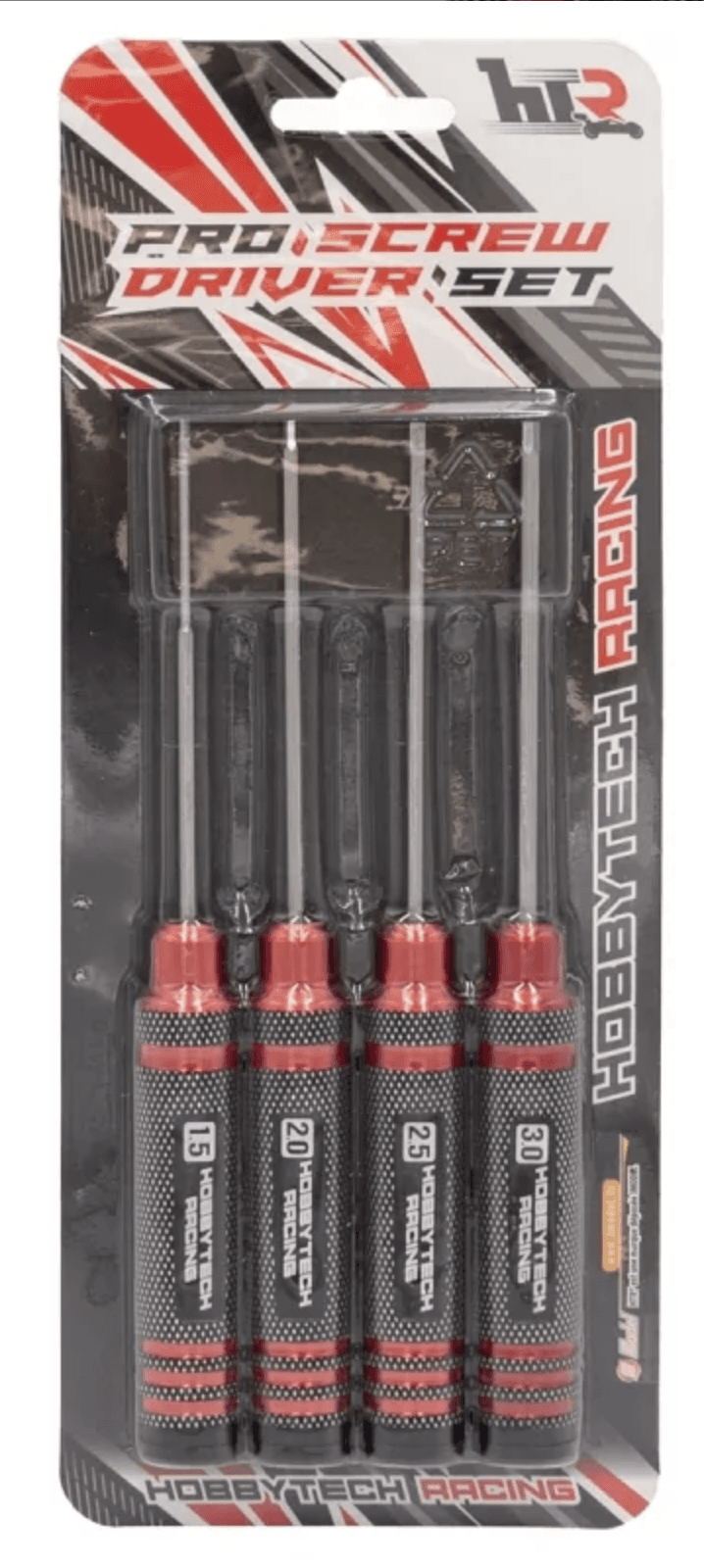 Kit de 4 tournevis Rouge et Noir Allen 1.5/2/2.5/3mm - HTR-411 - Breizh Modélisme.