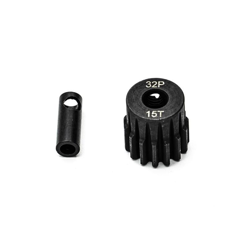 Pignon 15T acier 32dp ø5mm + adaptateur 3,17mm - Hobbytech KN-183215 - Breizh Modélisme.
