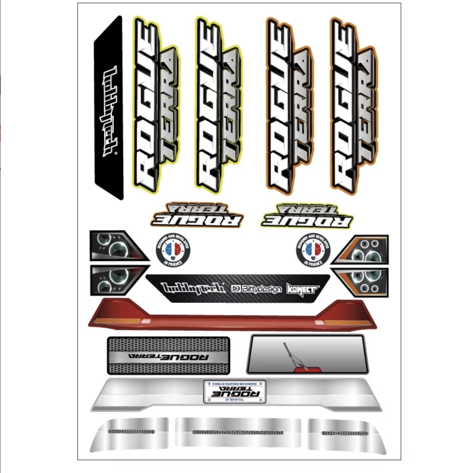 Planche stickers Rogue Terra Jaune / Orange - STICK-RGT-Y-O - Breizh Modélisme.