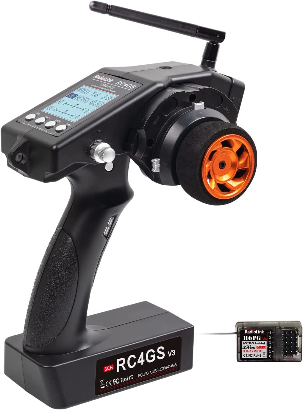 Radio Radiolink 5 voies RC4GS V3 + récepteur R6FG - RDL-RC4GS-V3-SET - Breizh Modélisme.