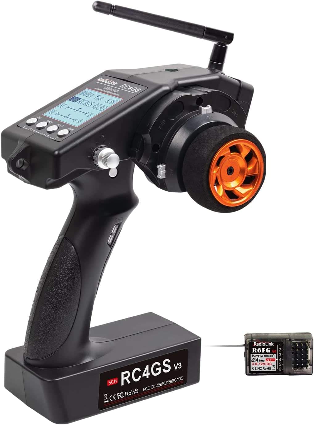 Radio Radiolink 5 voies RC4GS V3 + récepteur R6FG - RDL-RC4GS-V3-SET - Breizh Modélisme.