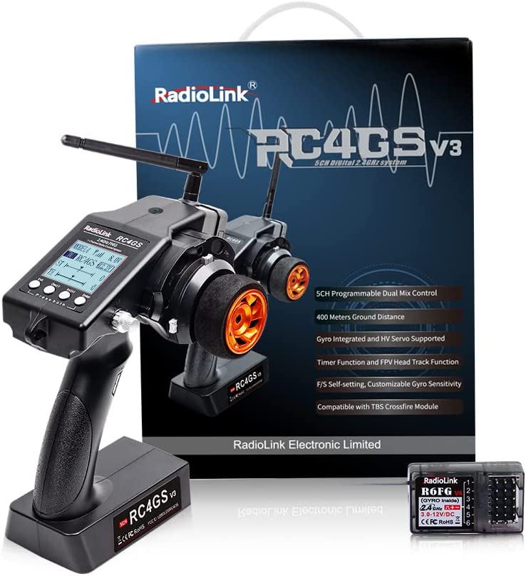 Radio Radiolink 5 voies RC4GS V3 + récepteur R6FG - RDL-RC4GS-V3-SET - Breizh Modélisme.