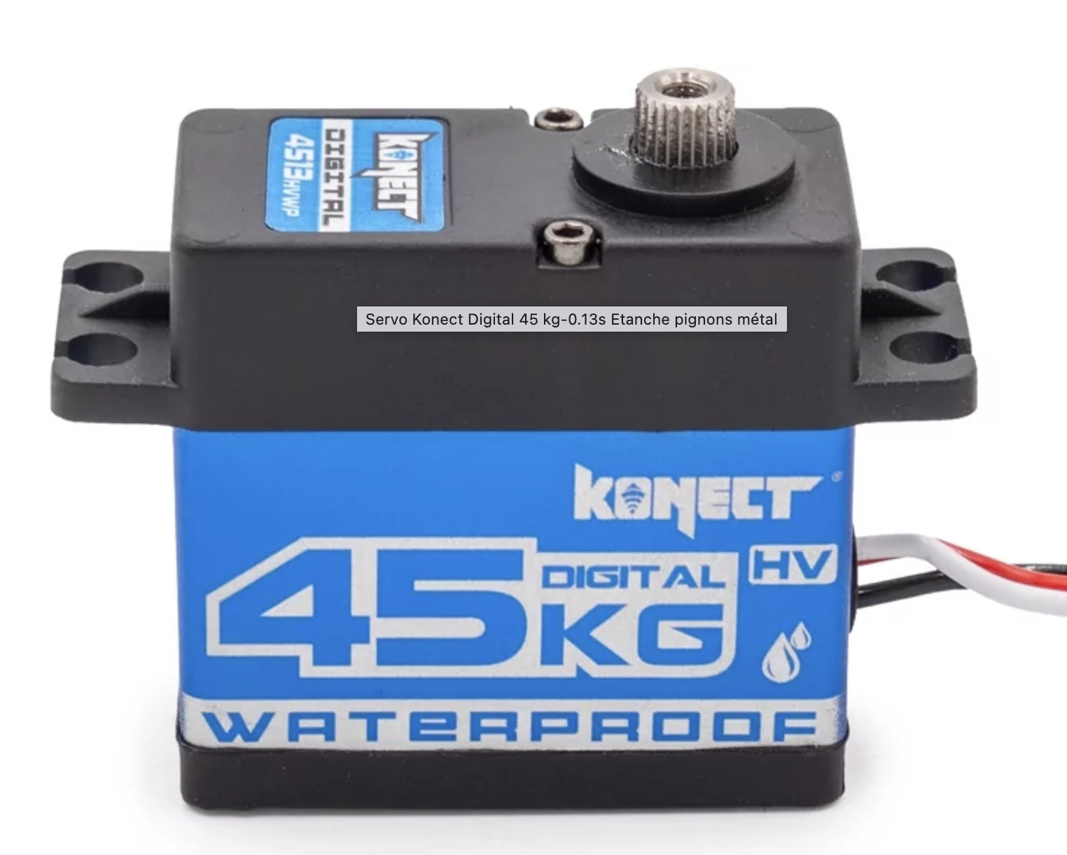 Servo Konect Digital 45 kg-0.13s étanche pignons métal - KN-4513HVWP - Breizh Modélisme.