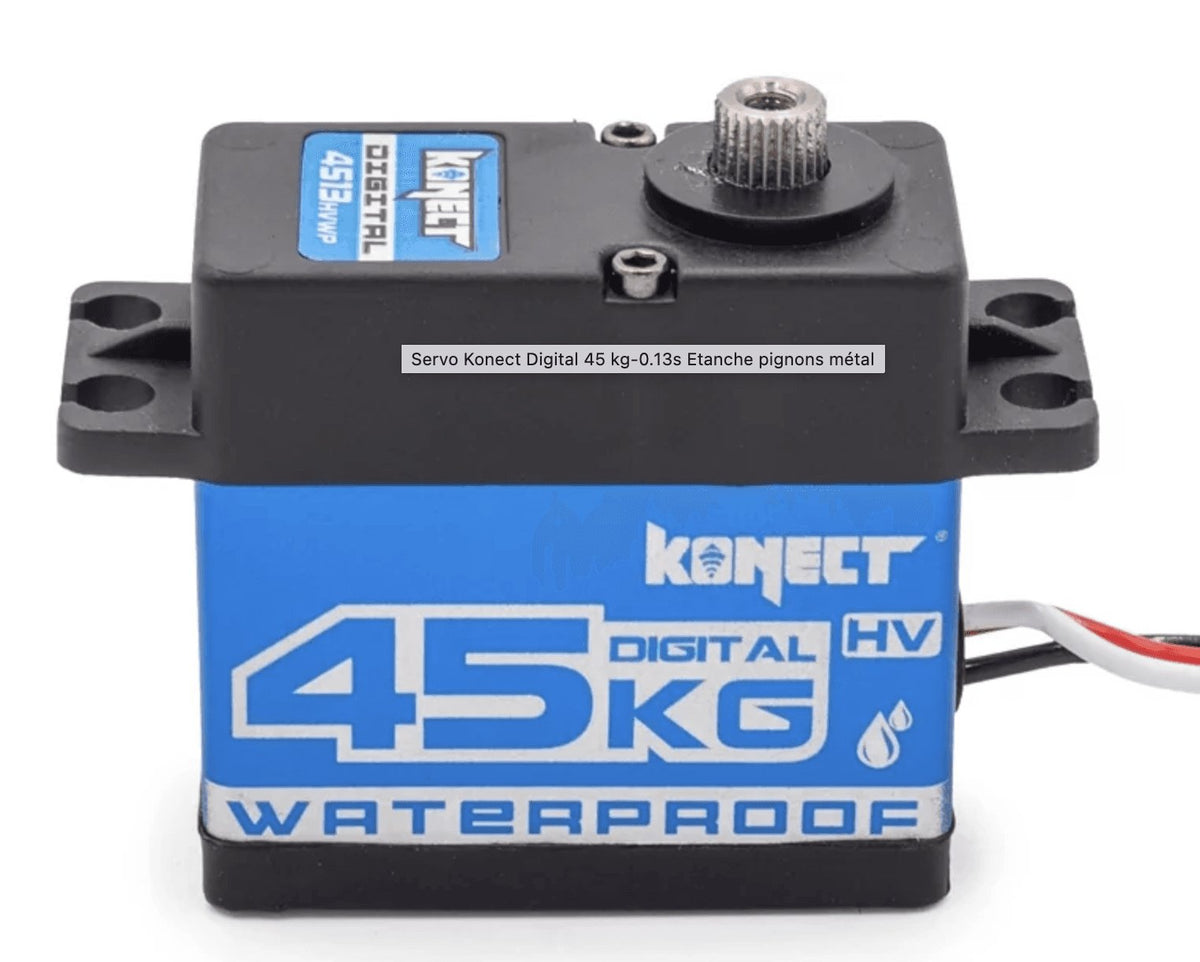 Servo Konect Digital 45 kg-0.13s étanche pignons métal - KN-4513HVWP - Breizh Modélisme.