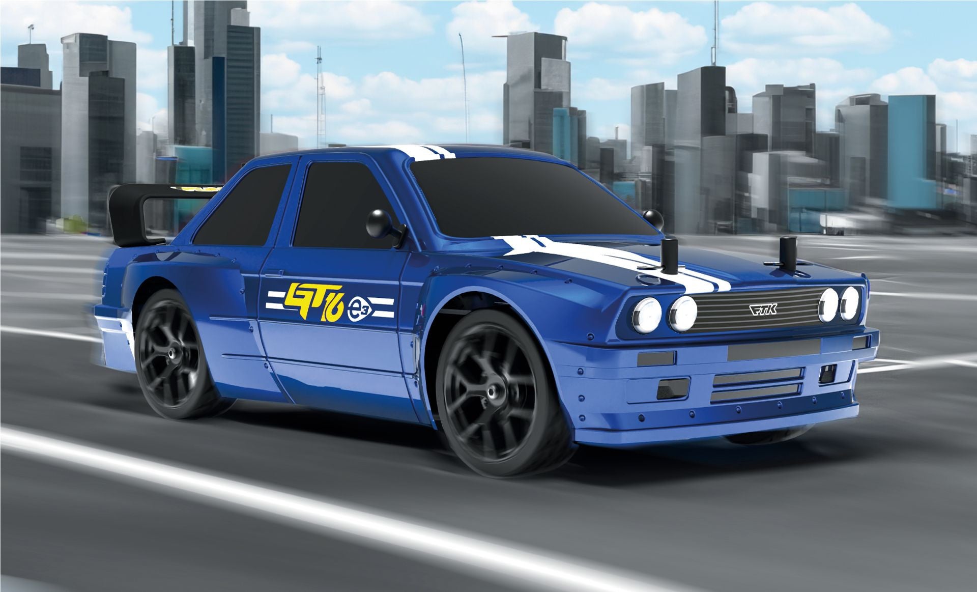 Voiture rc Funtek Touring Car GT16E RTR 1/16 bleu - Breizh Modélisme.