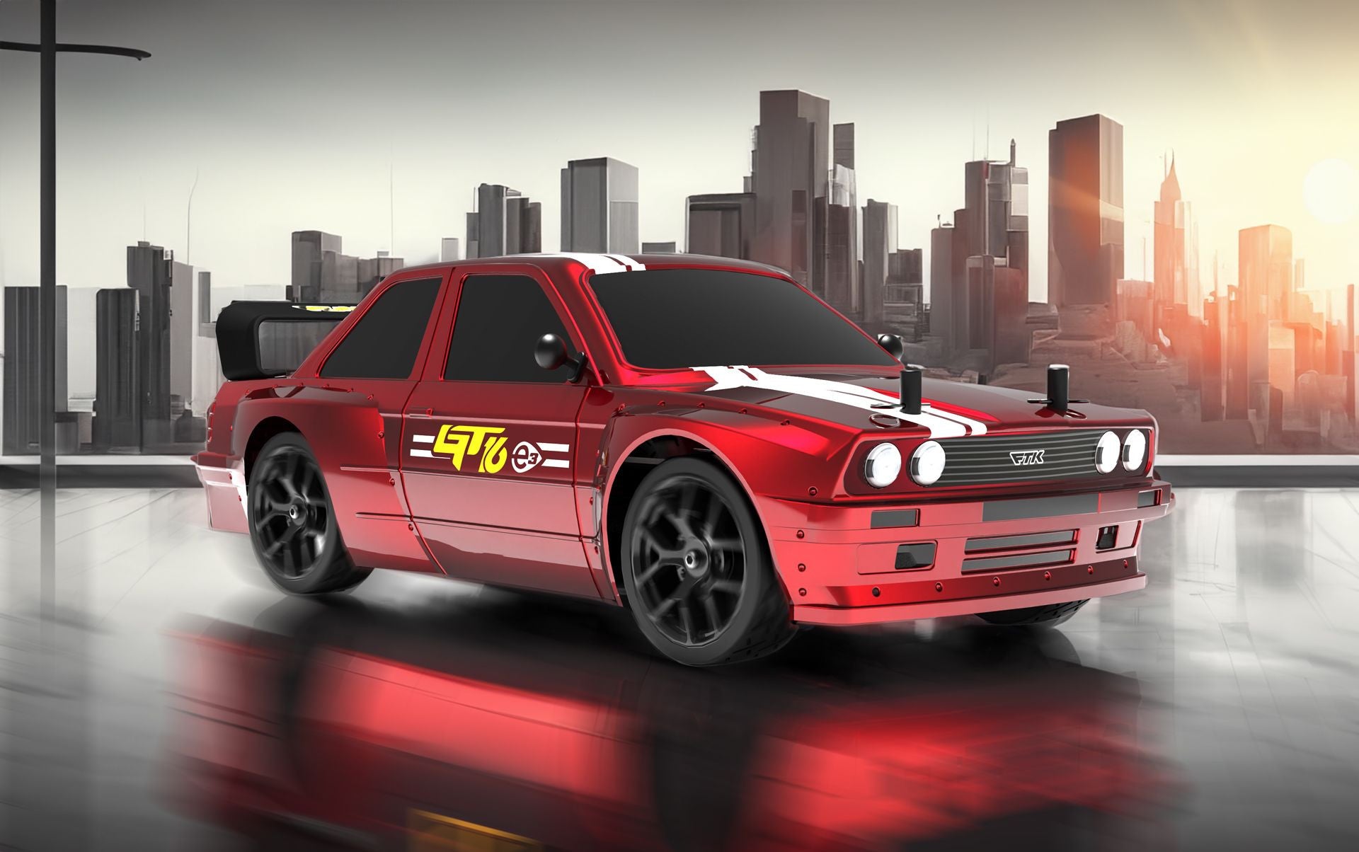 Voiture rc Funtek Touring Car GT16E RTR 1/16 rouge - Breizh Modélisme.