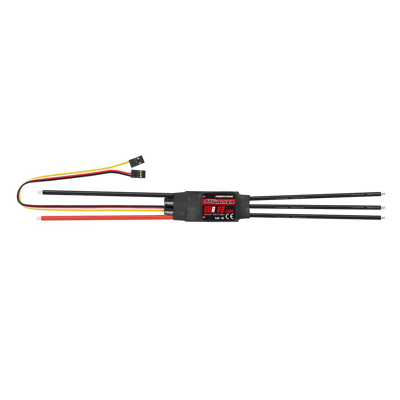 Hobbywing Skywalker V2 50A 6s 3-6s, BEC 6A - HW30216400 - Breizh Modélisme.