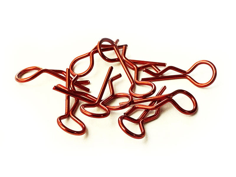 Clips de carrosseries 1/10 rouge métallisé (x10) H-SPEED - Breizh Modélisme.