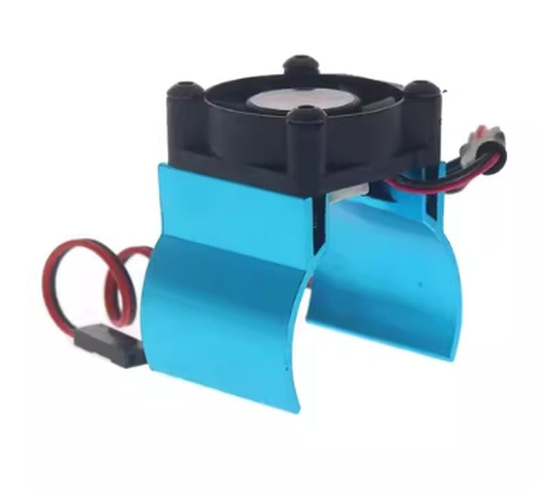Dissipateur thermique en aluminium bleu avec ventilateur type 540 - Breizh Modélisme.