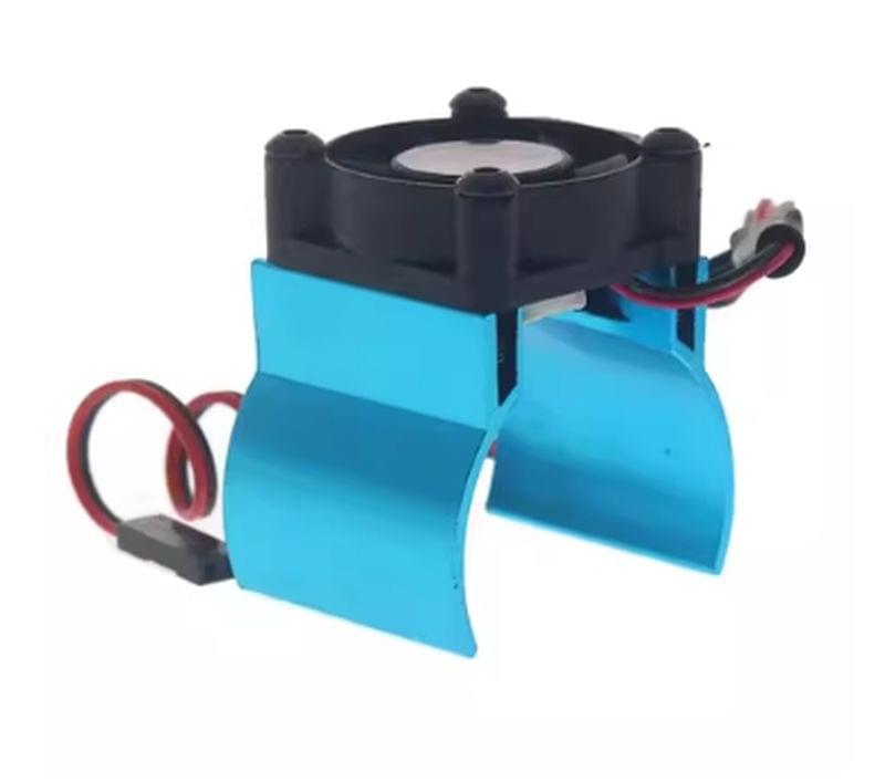 Dissipateur thermique en aluminium bleu avec ventilateur type 540 - Breizh Modélisme.