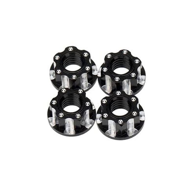 Écrou de roue Alu M4 dentelé noir - Breizh Modélisme.
