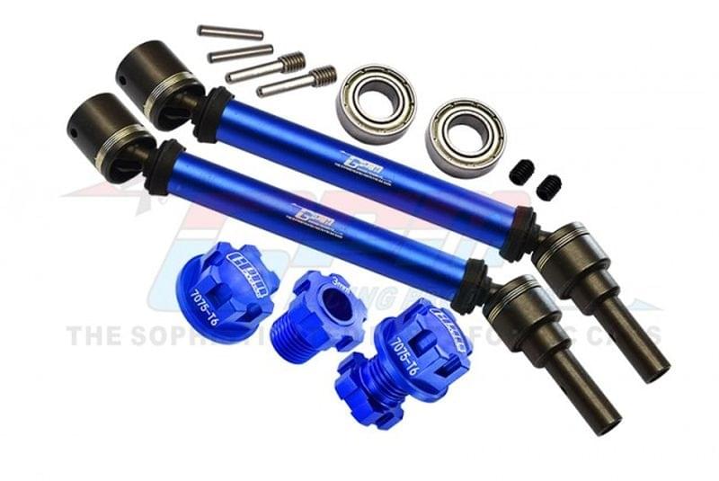 Jeu de cardans acier trempé CVD en aluminium v/h bleu (x2) GPM Widemaxx GPMTXMS143F/RSNB - Breizh Modélisme.