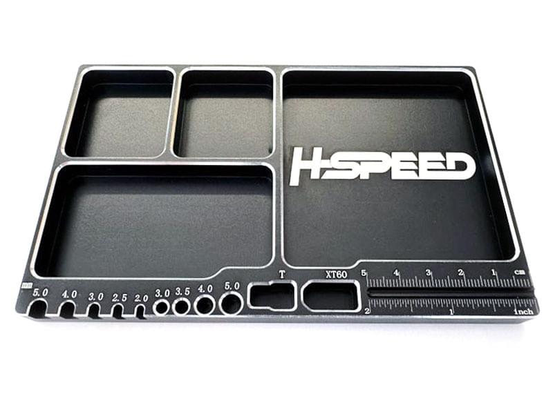 Plateau pour petites pièces aluminium noir H-SPEED - Breizh Modélisme.
