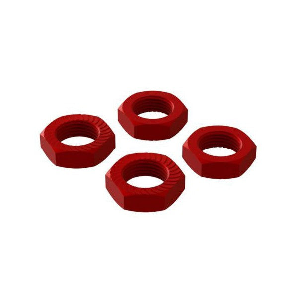 4 Ecrous de roues Arrma alu rouge 17 mm - ARA310906 - Breizh Modélisme.