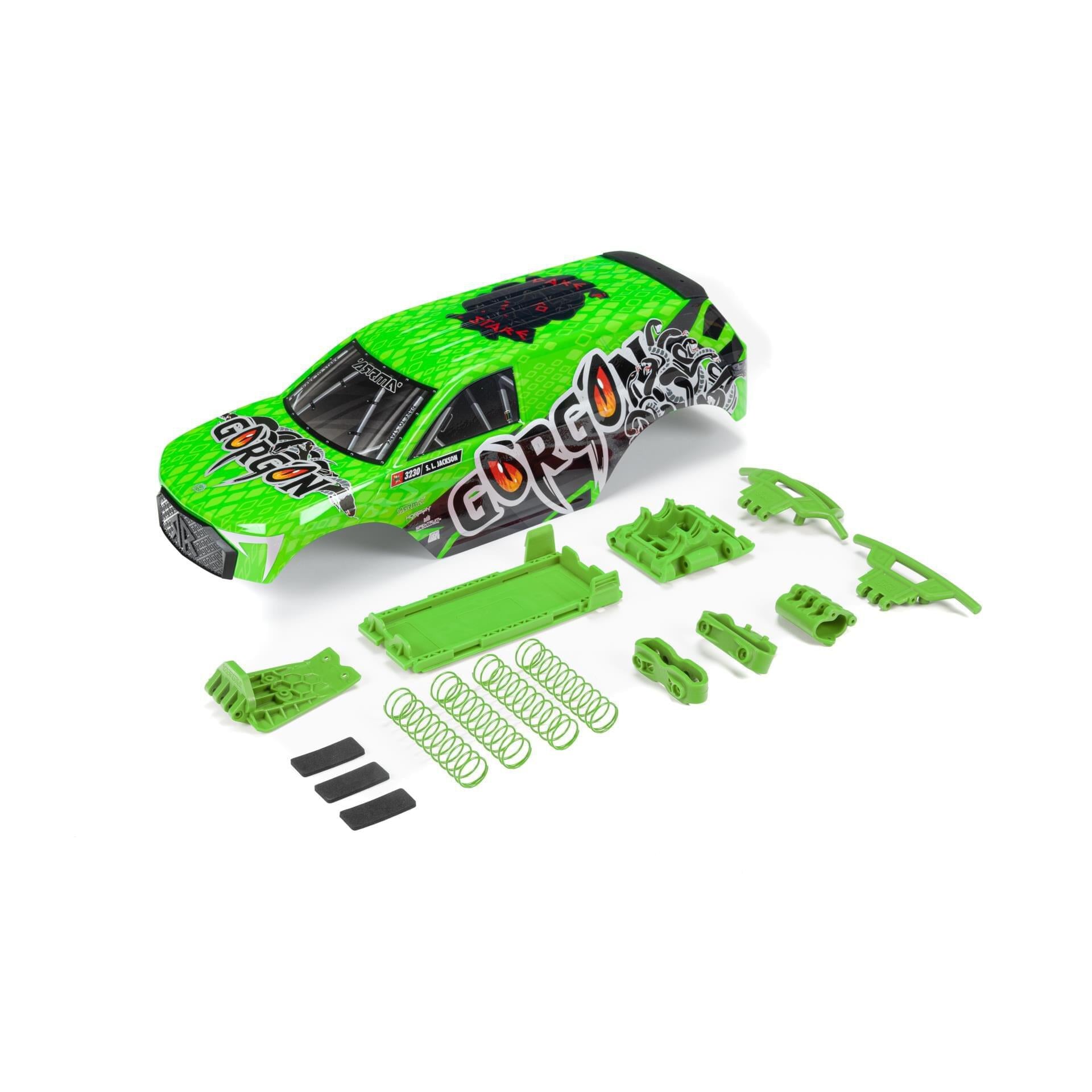 Carrosserie avec accessoires verte pour GORGON - ARA402356 - Breizh Modélisme.
