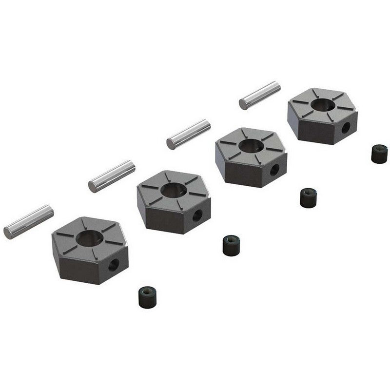 Hexagones de Roues 12mm alu + 4 clavettes et vis Arrma AR310816 - Breizh Modélisme.