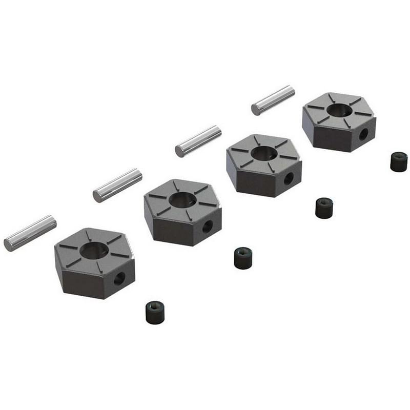 Hexagones de Roues 12mm alu + 4 clavettes et vis Arrma AR310816 - Breizh Modélisme.