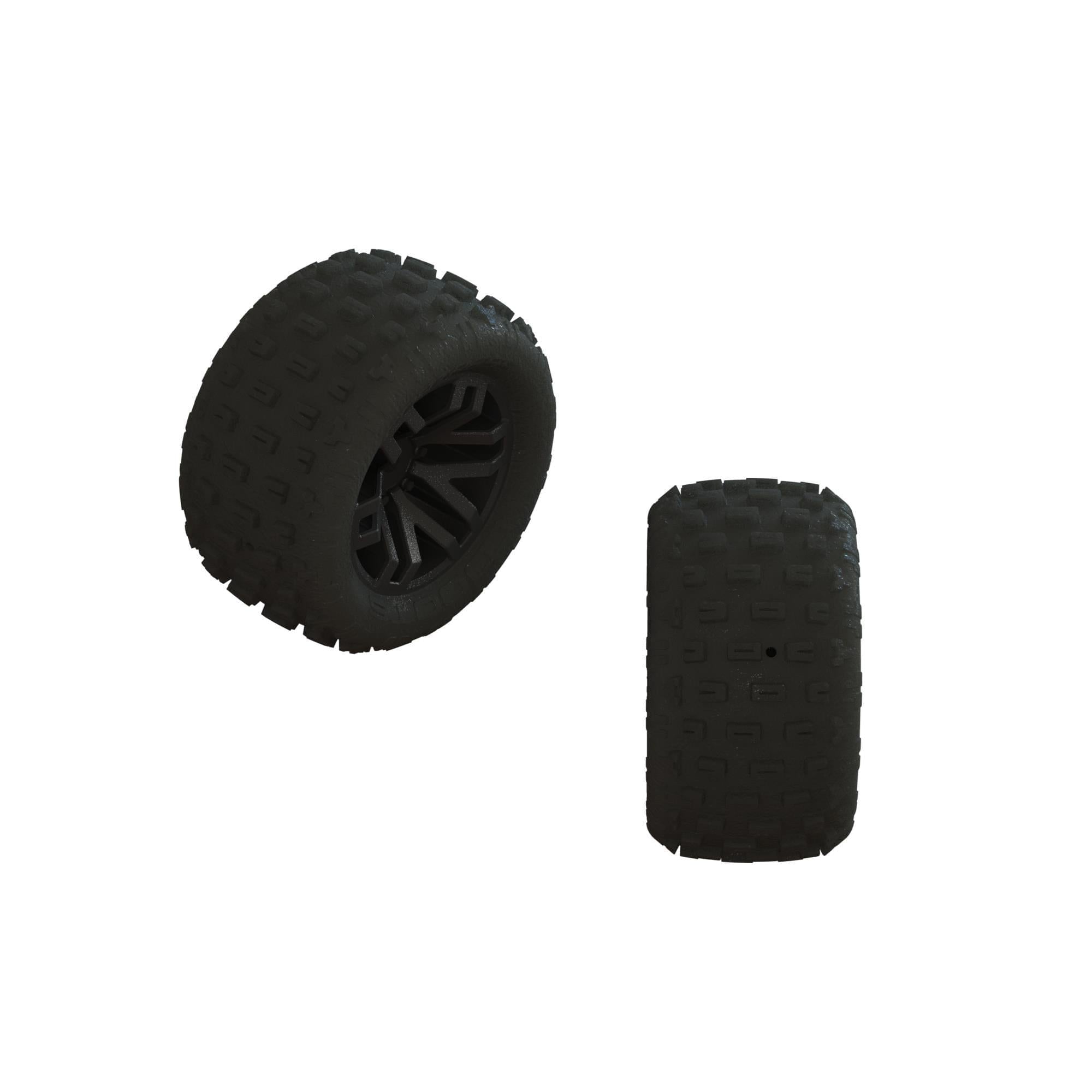 Jeu de pneus collés « FORTRESS » noir (2pcs) ARA550112 - Breizh Modélisme.
