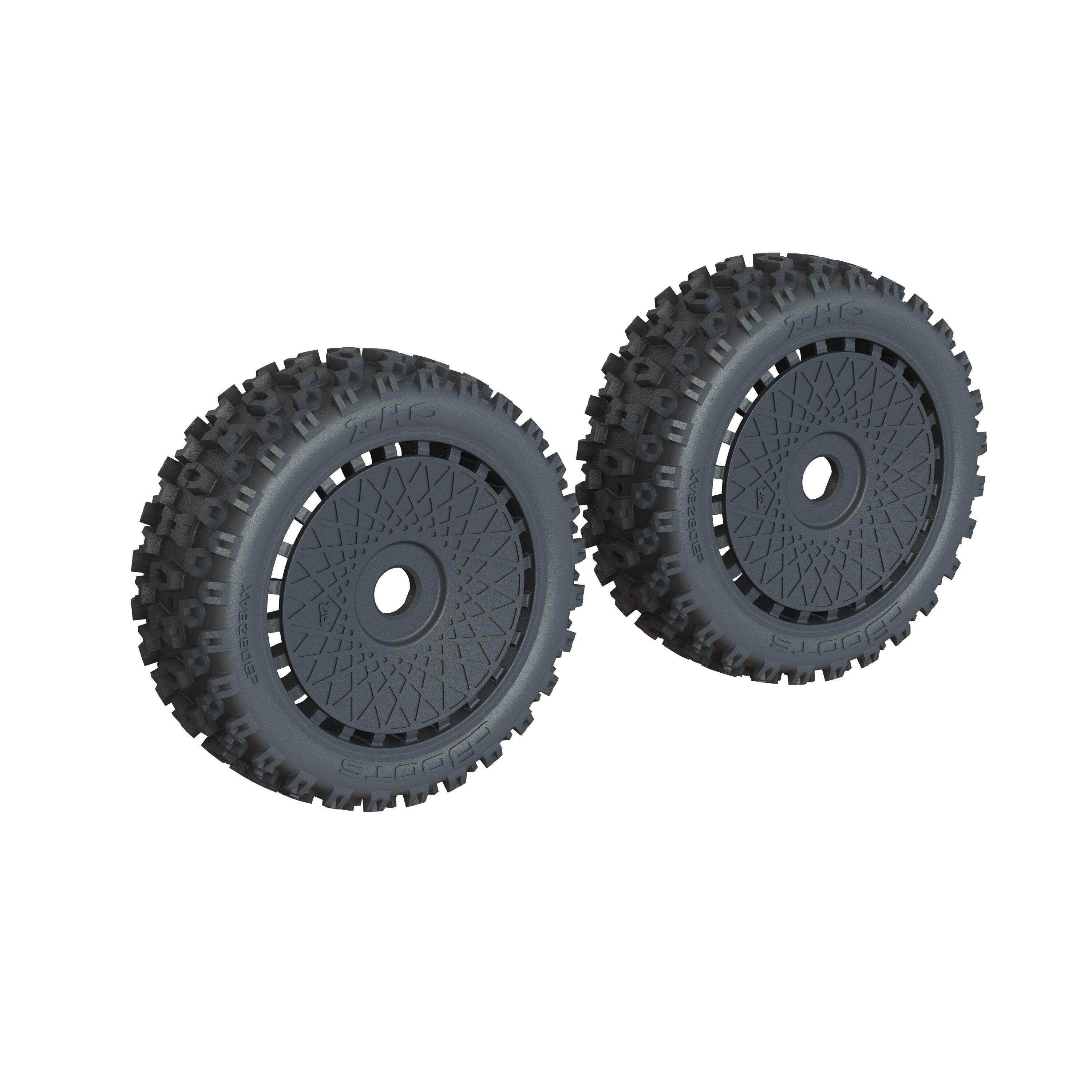Jeu de pneus dBoots « 2-HO » collés noir - ARA550118 - Breizh Modélisme.