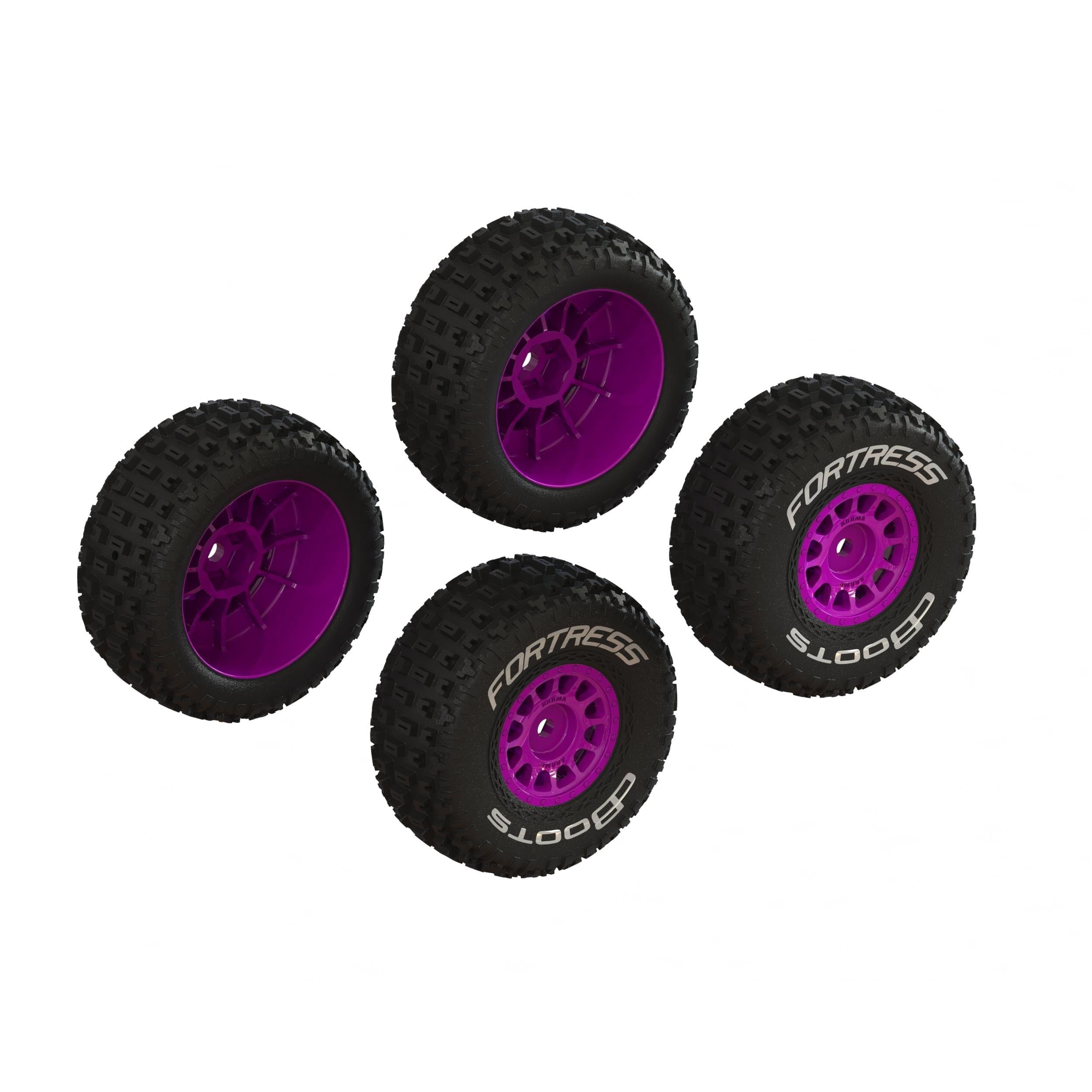 Jeu de pneus dBoots « FORTRESS » collés violet (2 paires) - ARA-1570 - Breizh Modélisme.