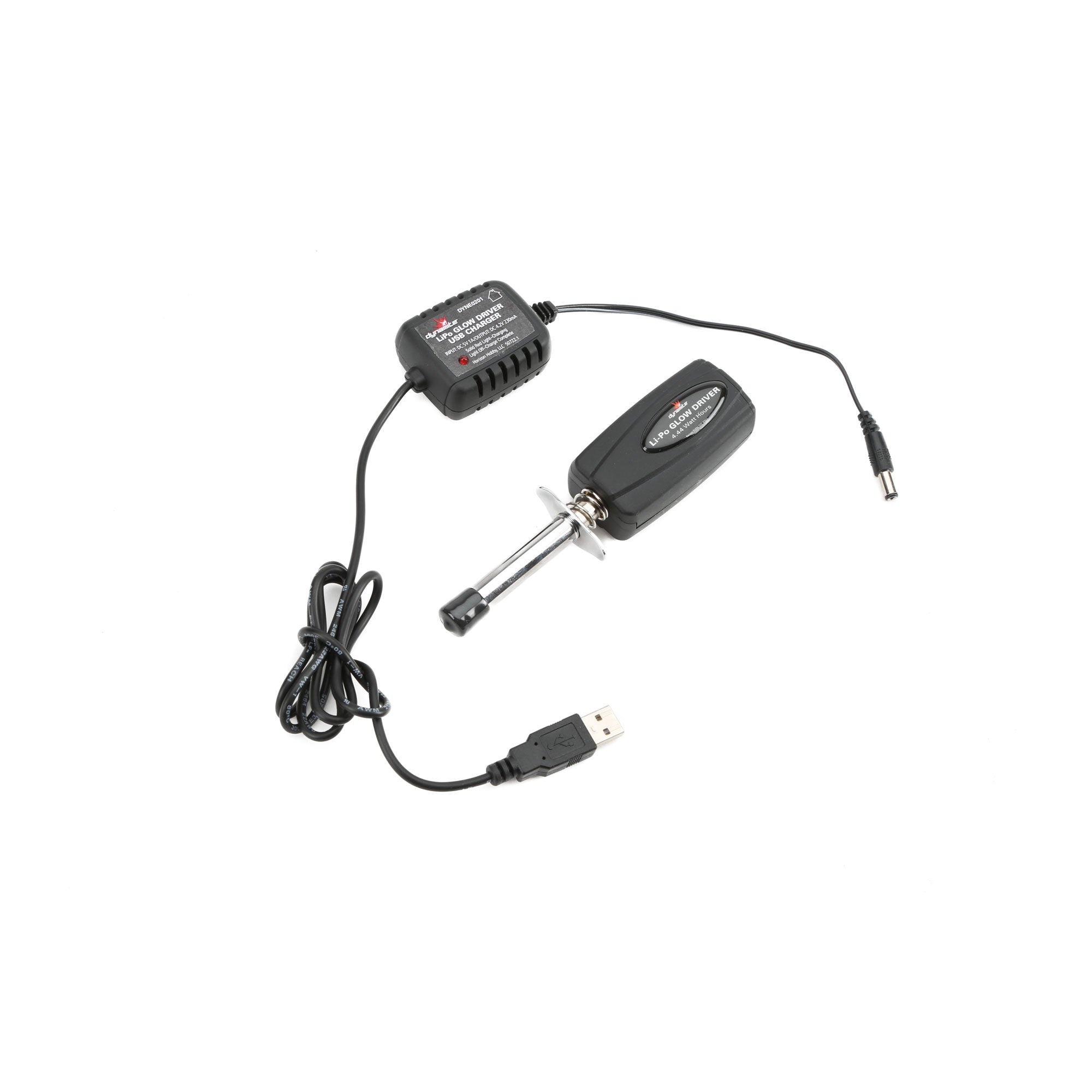 Pilote de préchauffage LiPo avec batterie et chargeur USB - DYNE0201 - Breizh Modélisme.