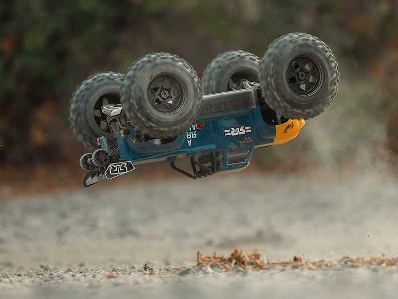 ARRMA ARA8611V6T2 Notorious 6S V6 1/8 4X4 BLX Brushless RTR, bleu - Breizh Modélisme.