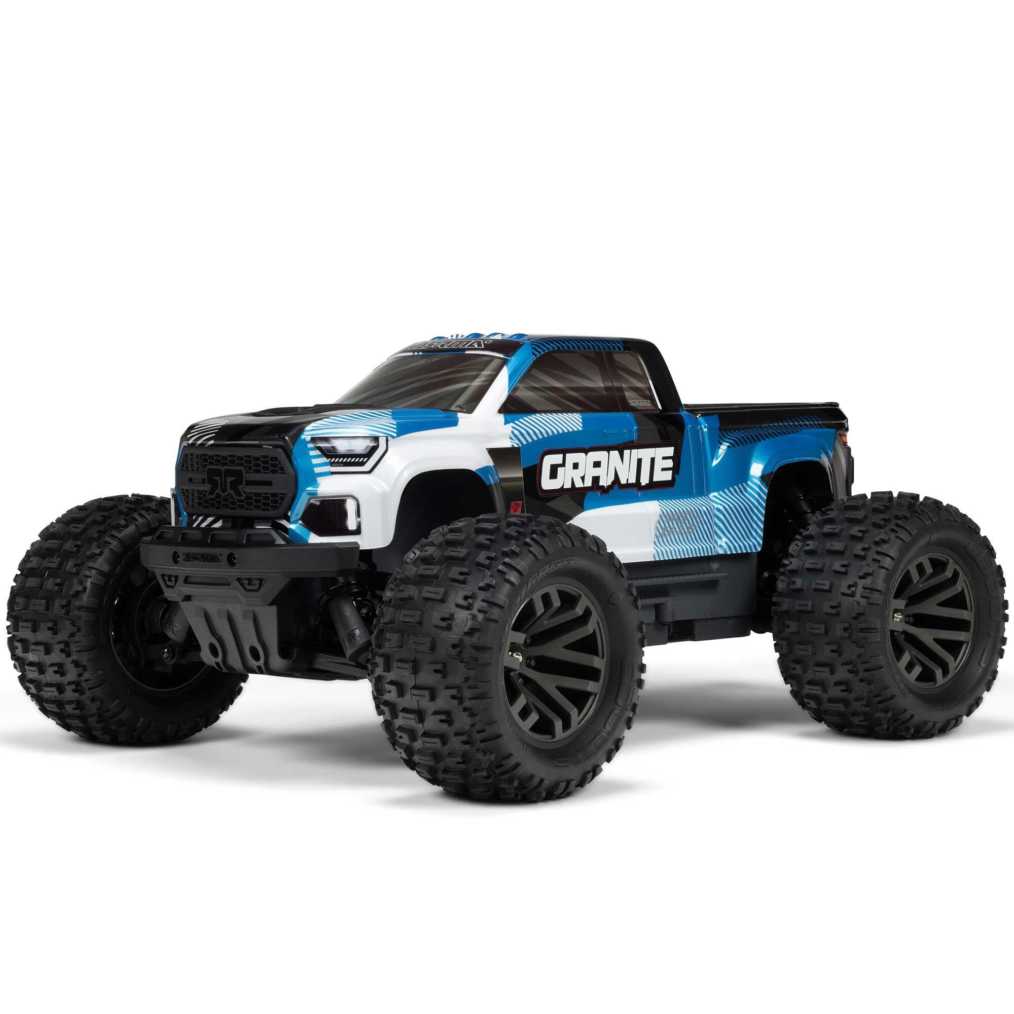 Arrma Monster Truck brushless GRANITE 223S DSC 4X4 RTR 1/10 bleu - ARA4302V4T1 - Breizh Modélisme.