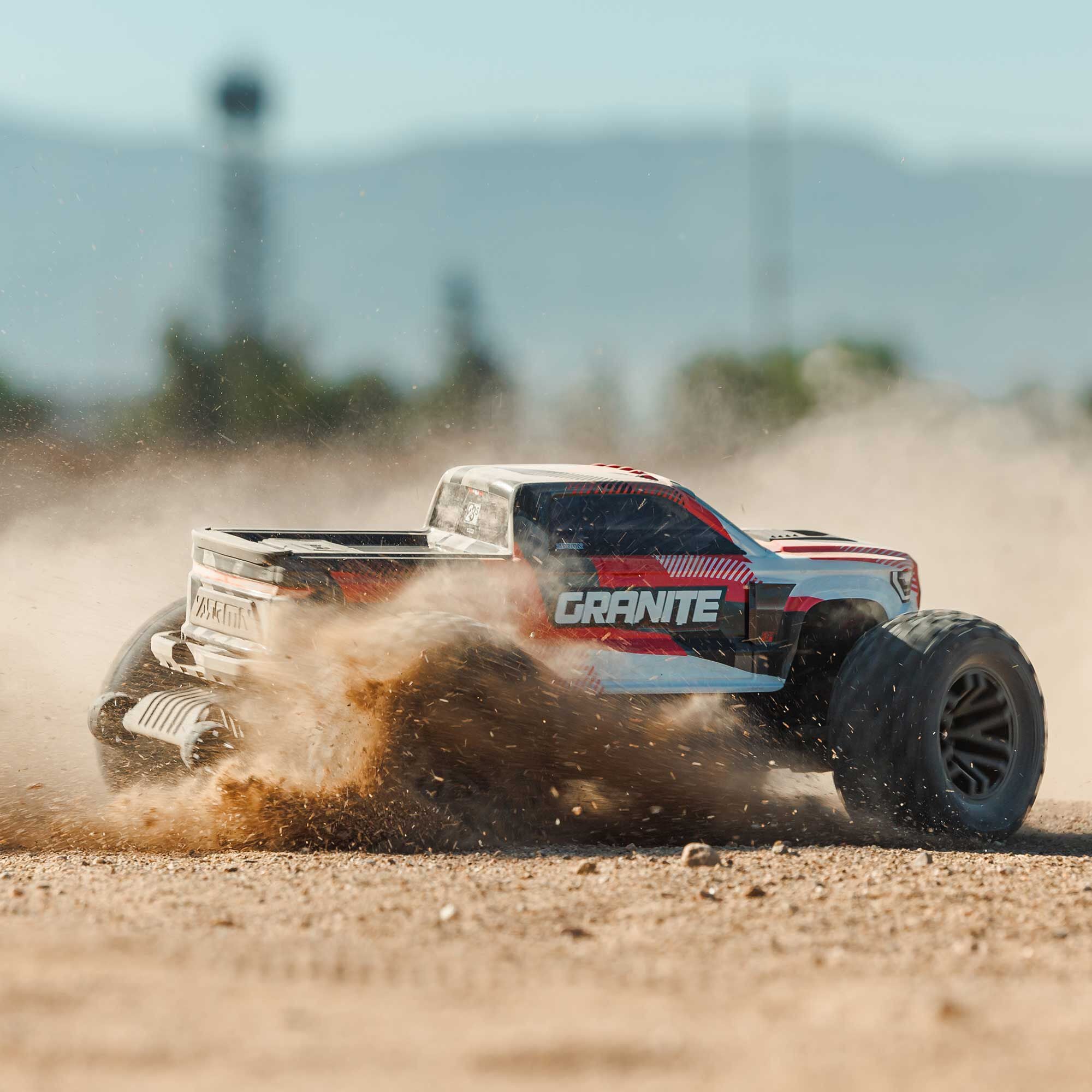 Arrma Monster Truck brushless GRANITE 223S DSC 4X4 RTR 1/10 rouge - ARA4302V4T2 - Breizh Modélisme.
