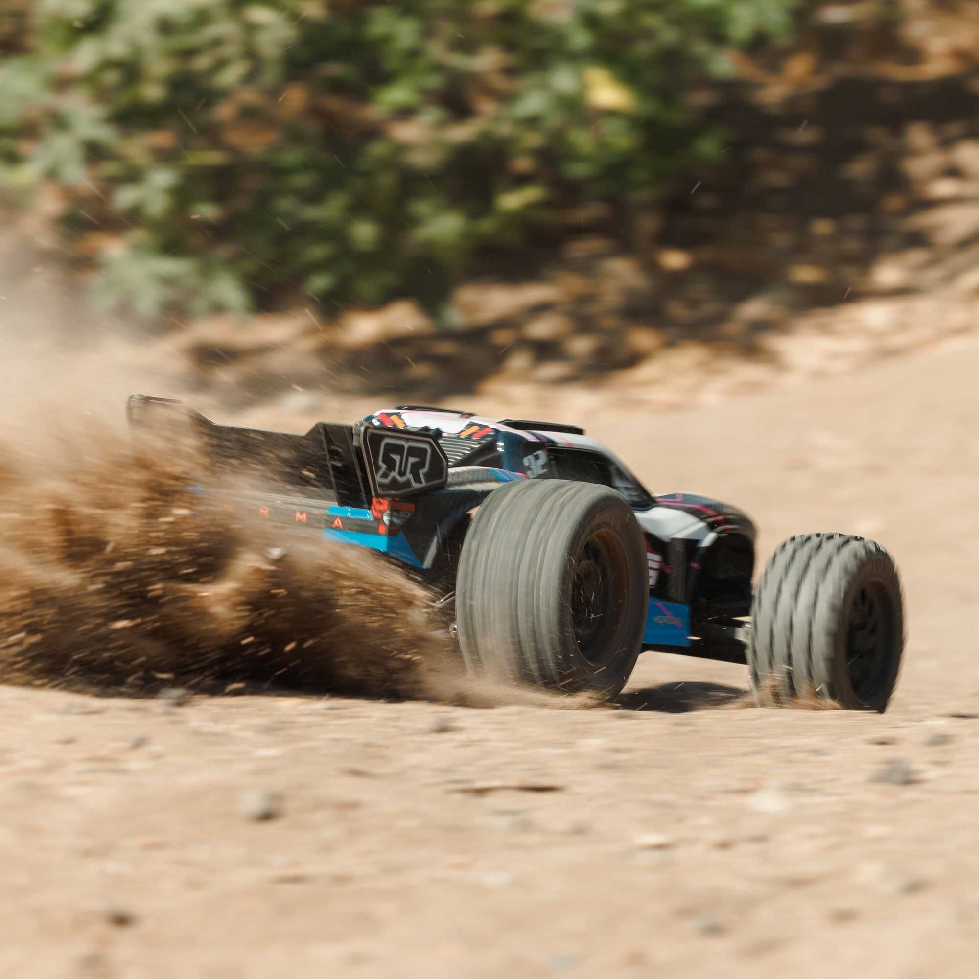 Arrma Vorteks Mega 550 2WD RTR stadium truck 1/10 bleu/rose - ARA3205T1 - Breizh Modélisme.