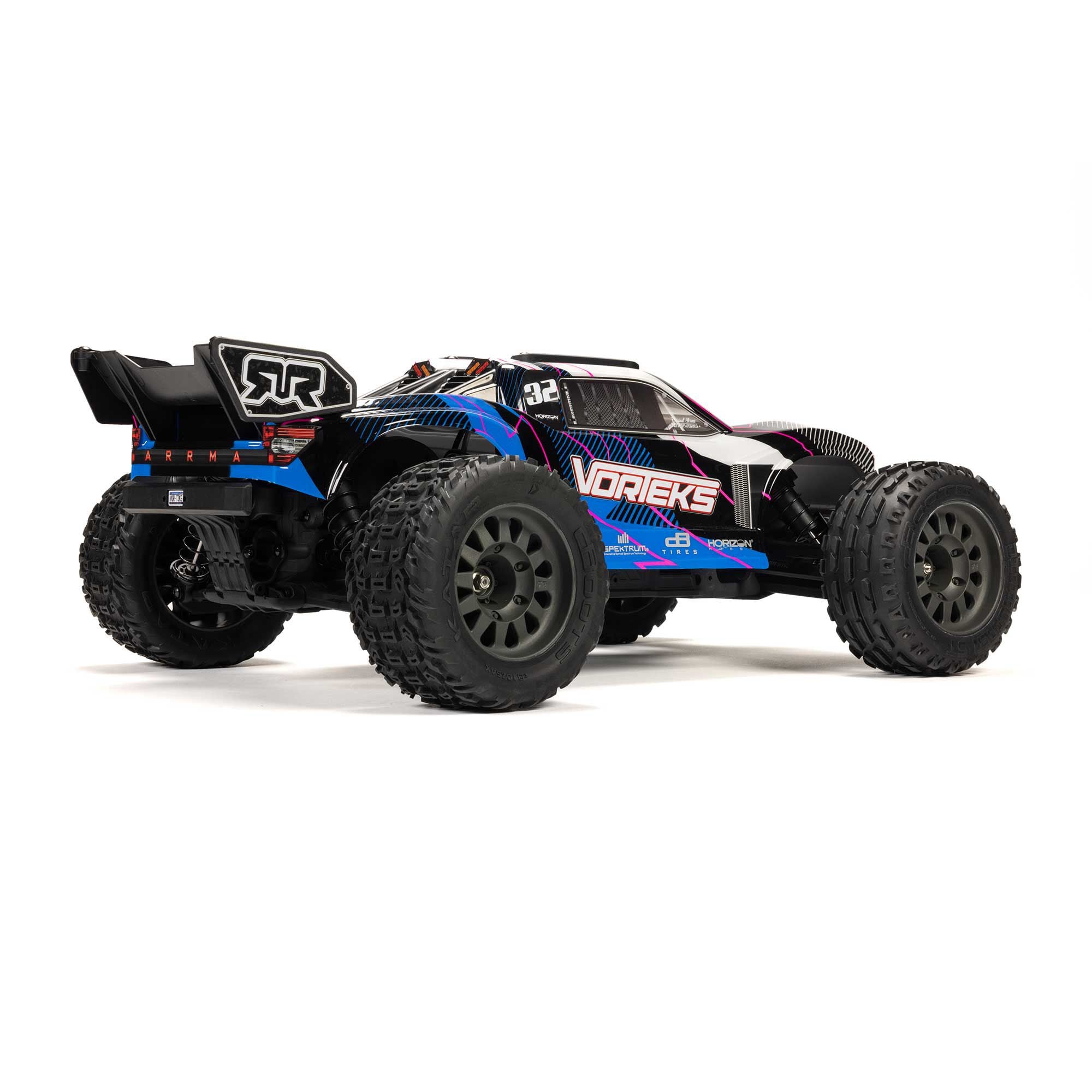 Arrma Vorteks Mega 550 2WD RTR stadium truck 1/10 bleu/rose - ARA3205T1 - Breizh Modélisme.