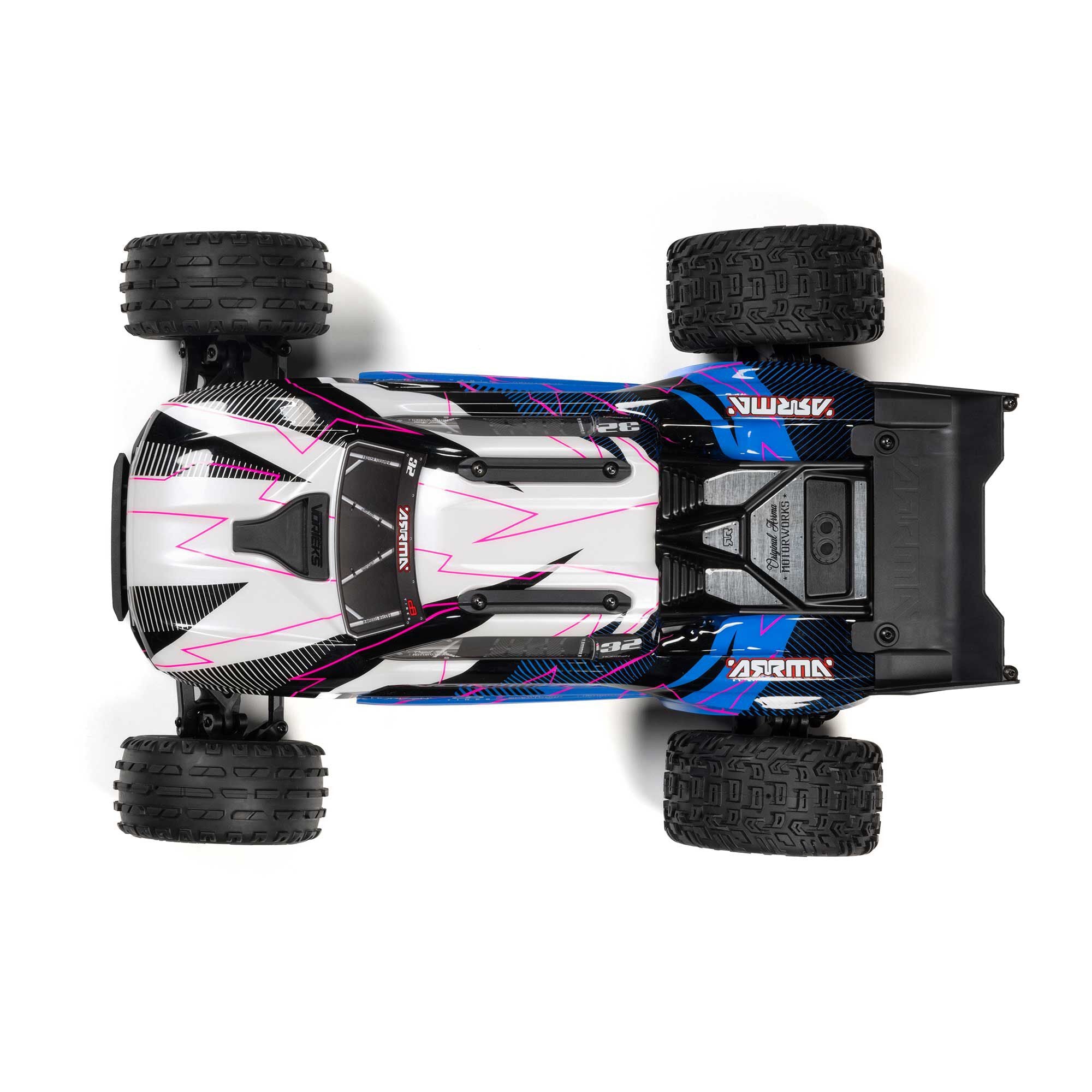 Arrma Vorteks Mega 550 2WD RTR stadium truck 1/10 bleu/rose - ARA3205T1 - Breizh Modélisme.