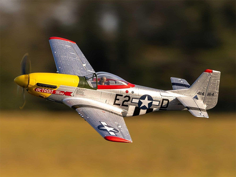 Avion E-FLITE UMX P-51D Mustang Detroit BNF Basic AS3X SAFE EFLU7350 - Breizh Modélisme.