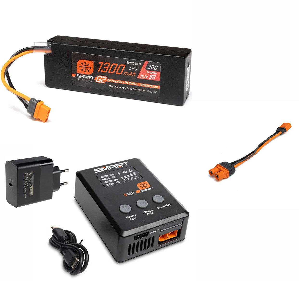 Combo 3S Arrma Grom Chargeur S100 + Lipo 1300mAh 3S + Alimentation 65W