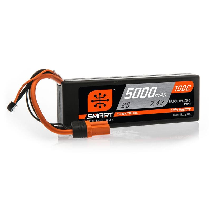 Batterie LiPo 2s Spektrum SPMX50002S100H5 - 7,4 V 5000mAh 100C, IC5 - Breizh Modélisme.