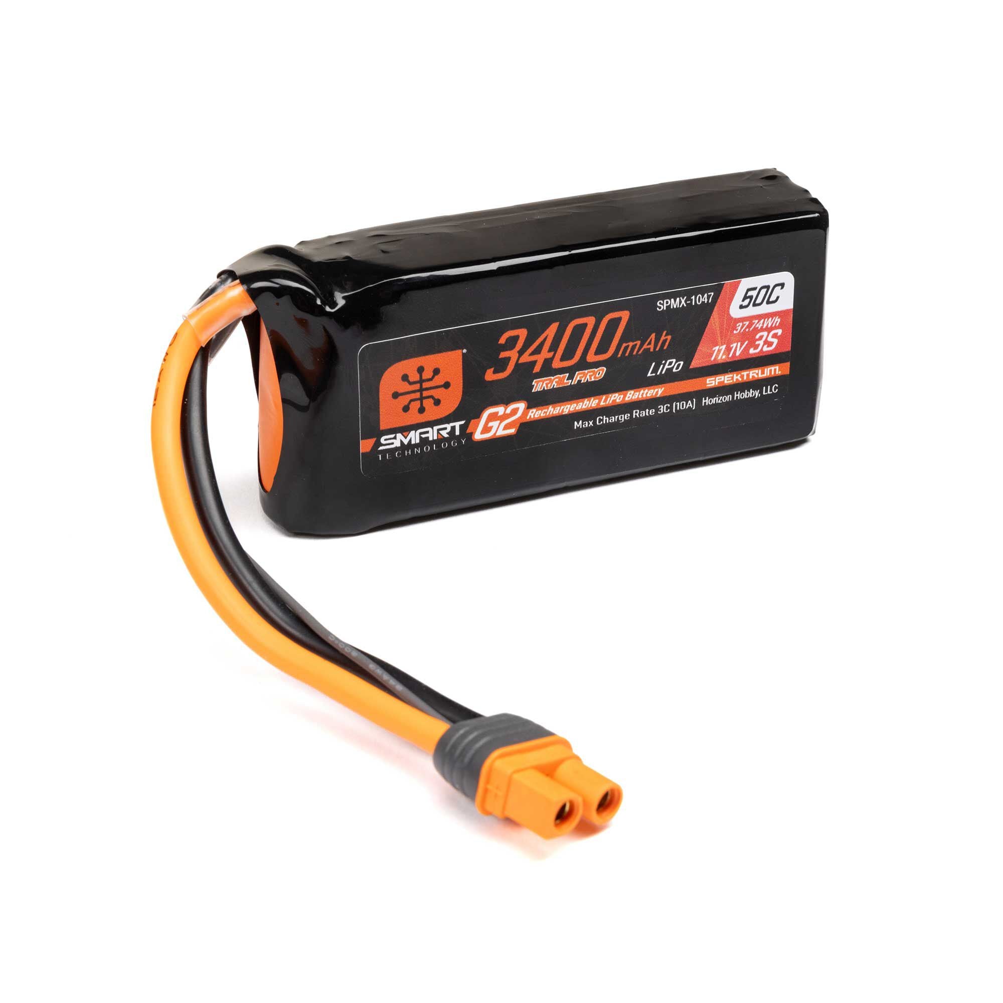 Batterie Lipo 3S 11.1V 3400mAh 50C Smart G2 Trail Pro IC3 - SPMX-1047 - Breizh Modélisme.