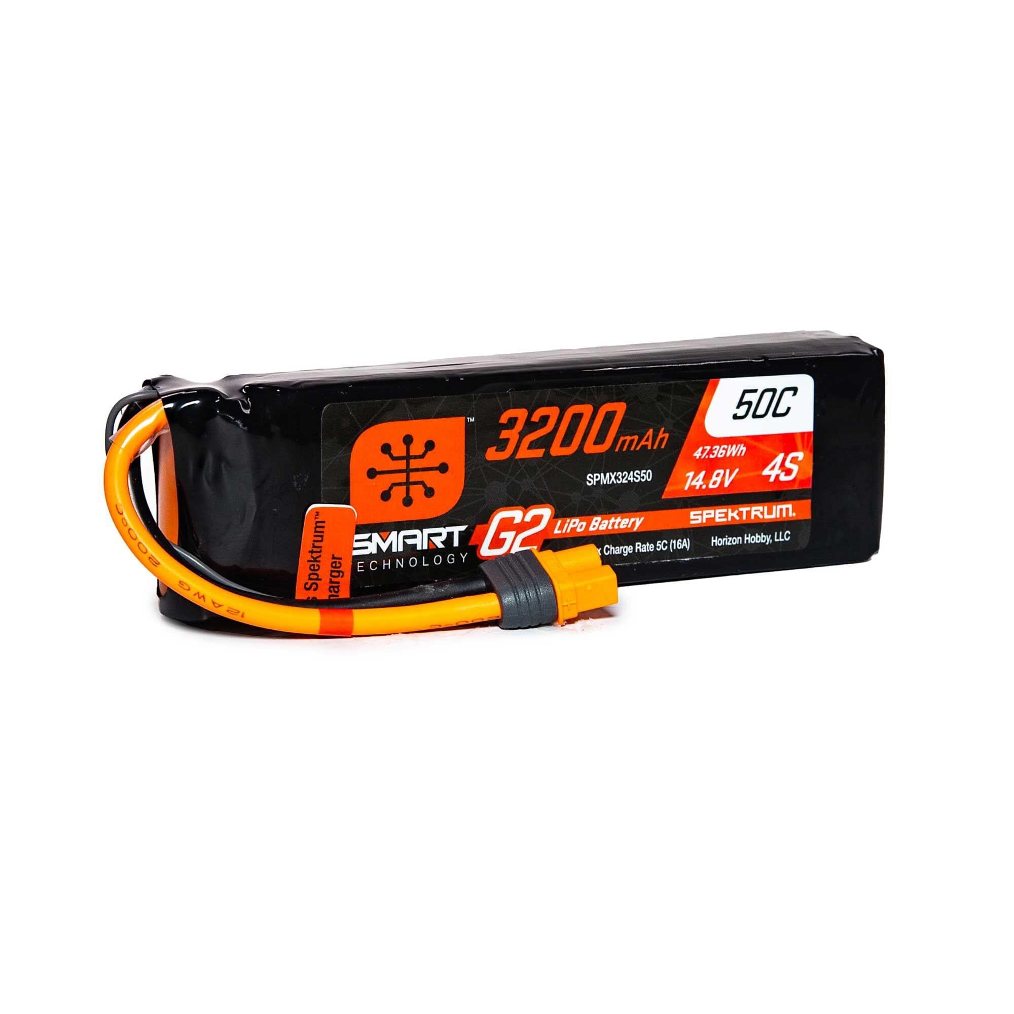 Batterie LiPo 4S 14,8 V 3200mAh intelligente G2 IC3 - SPMX324S50 - Breizh Modélisme.