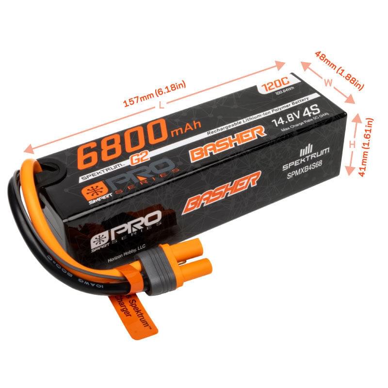Batterie LiPo 4S Smart G2 Pro Basher 14,8 V 6800 mAh 4S (120C) - SPMXB4S68 - Breizh Modélisme.