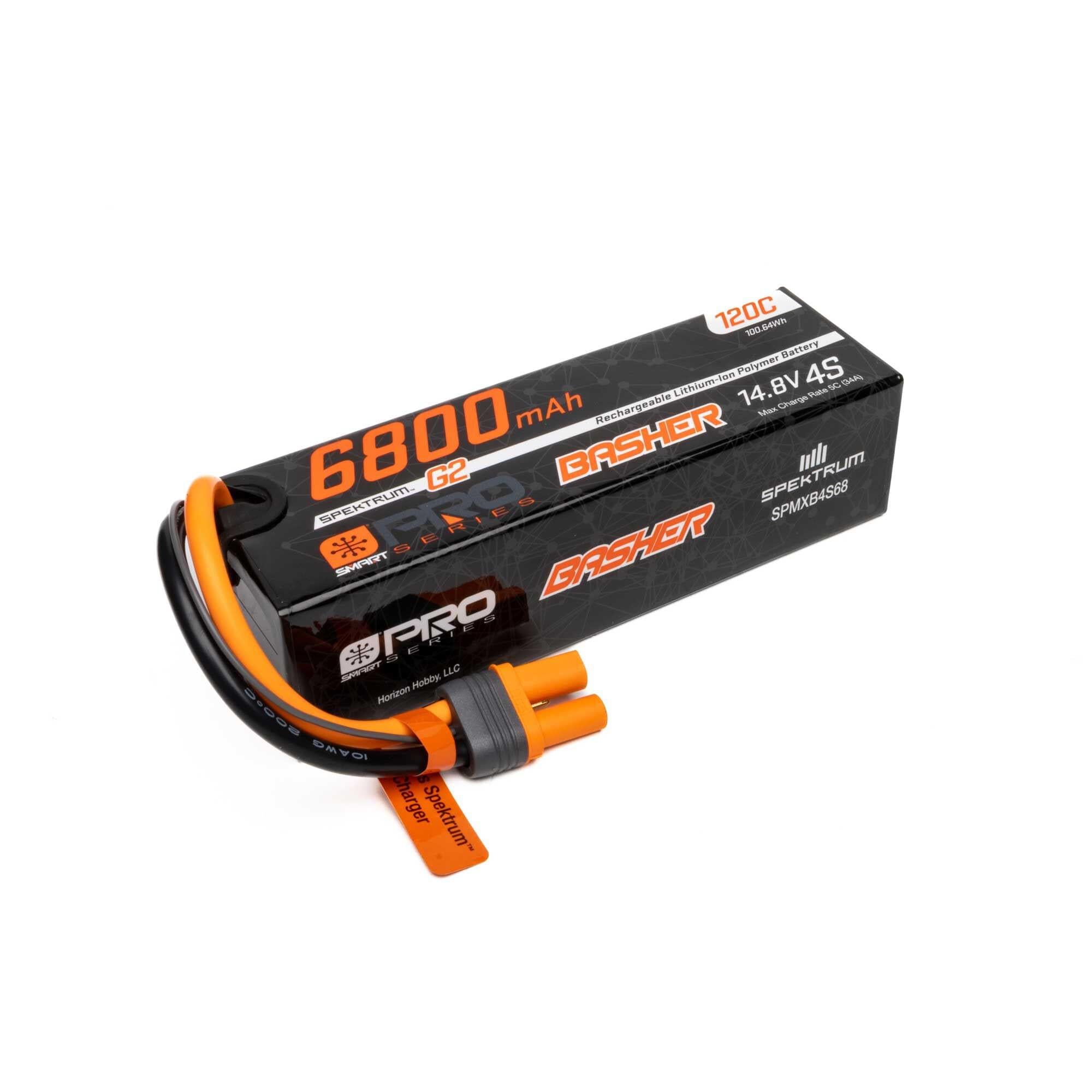 Batterie LiPo 4S Smart G2 Pro Basher 14,8 V 6800 mAh 4S (120C) - SPMXB4S68 - Breizh Modélisme.